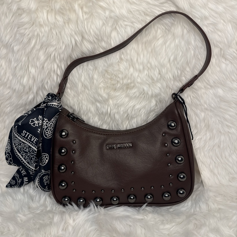 Steve Madden Chocolate Bpauli Stud Western Shoulder Bag 🤎